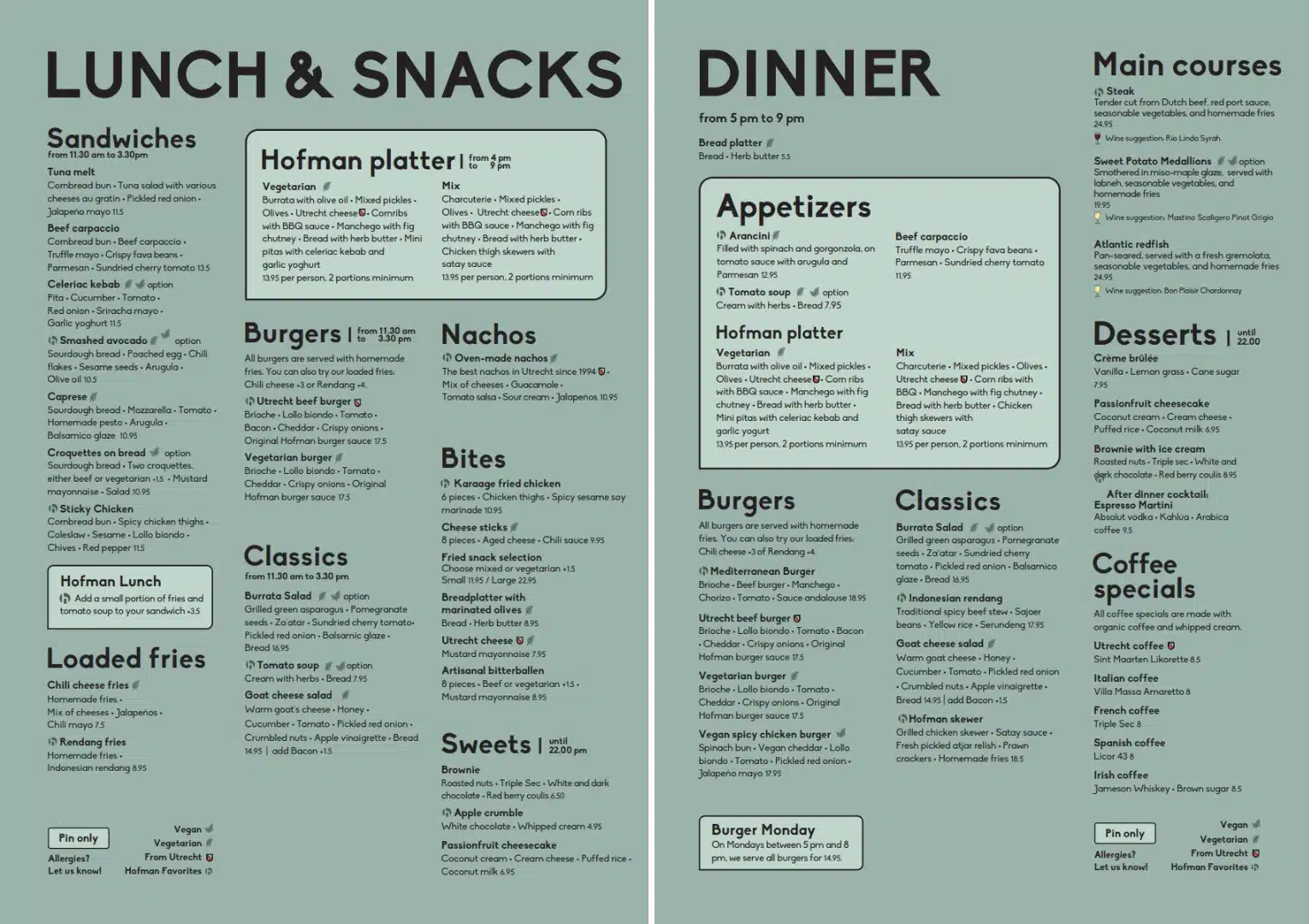 English Menu - Hofman Utrecht